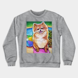 Super Cute Poolside Pomeranian by Robert Phelps Crewneck Sweatshirt